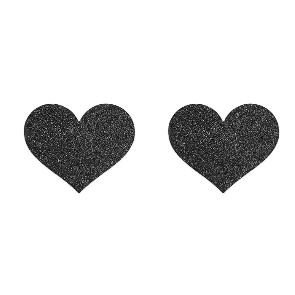 Bijoux Indiscrets Flash Heart daugkartiniai kūno lipdukai, juodos širdelės, 2 vnt.