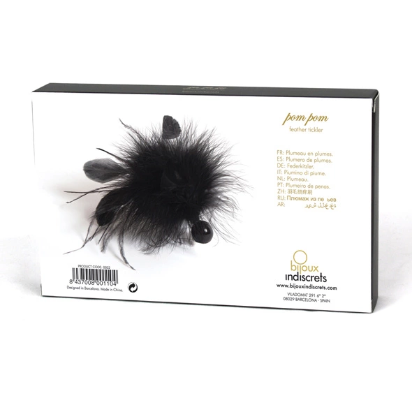Bijoux Indiscrets Pom Pom plunksnų kutenimo priemonė, juoda