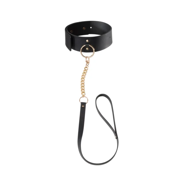 Bijoux Indiscrets MAZE Wide Choker antkaklis su nuimamu pavadėliu, juodas