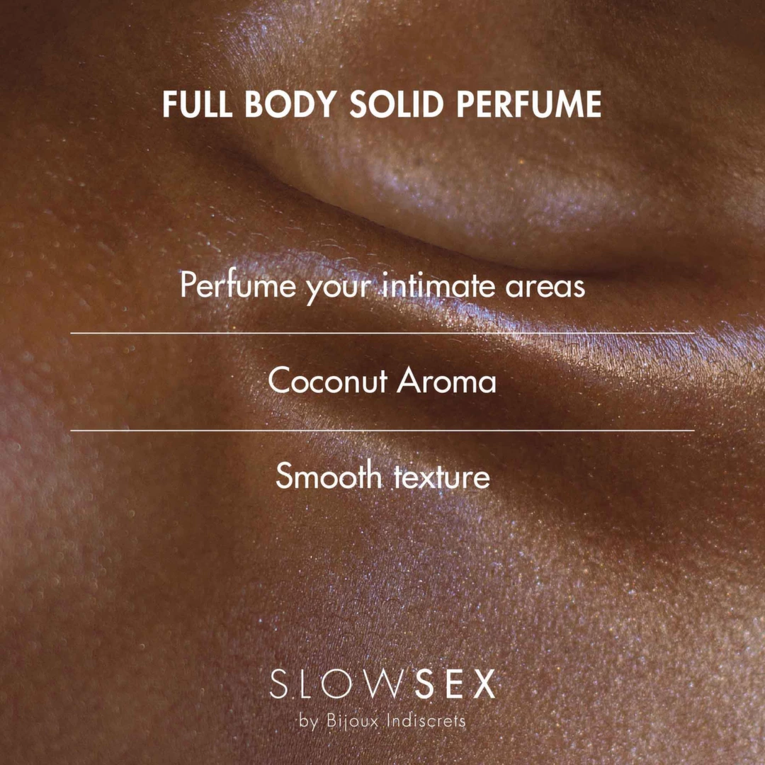 Bijoux Indiscrets Slow Sex kokosų kvapo kietieji kūno kvepalai, be alkoholio, 8 g