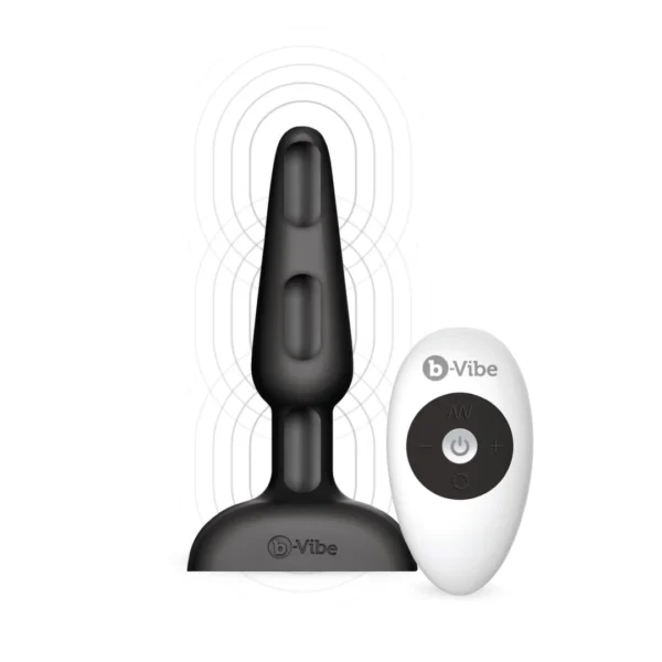b-Vibe Trio analinis kaištis su 3 varikliais ir pulteliu, vidutinis, juodas