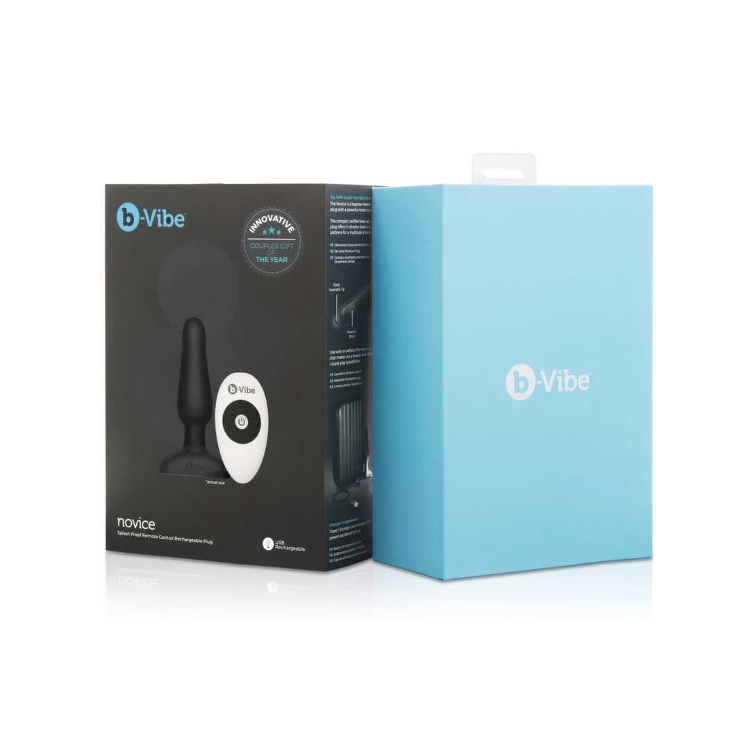 b-Vibe Novice Plug vibruojantis analinis kaištis su pulteliu, juodas