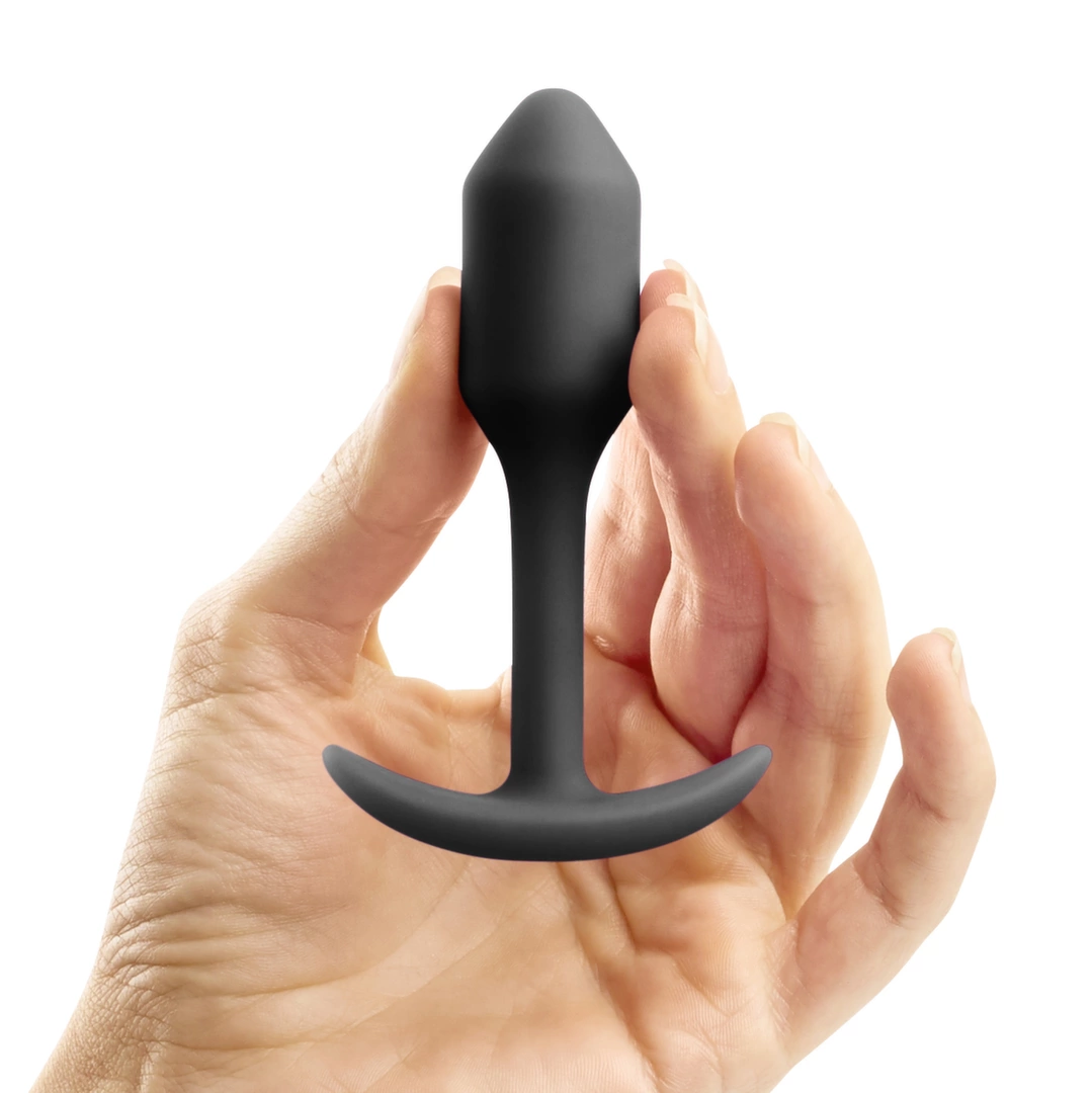 b-Vibe Snug Plug 1 analinis kaištis su svarmeniu, juodas, S