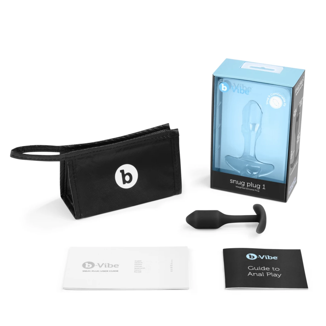 b-Vibe Snug Plug 1 analinis kaištis su svarmeniu, juodas, S