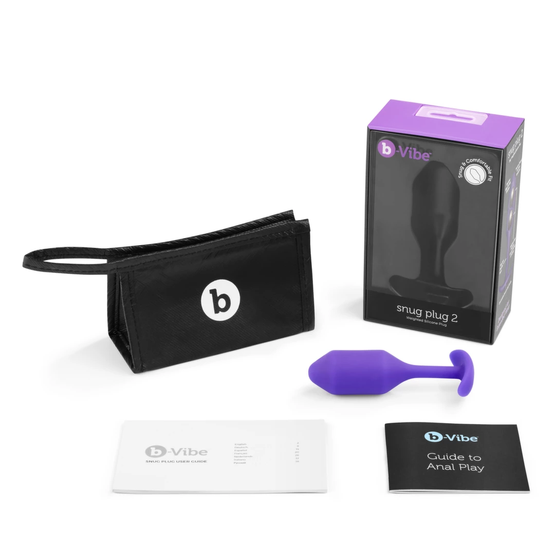 b-Vibe Snug Plug 2 analinis kaištis su svarmeniu, M dydis, violetinis