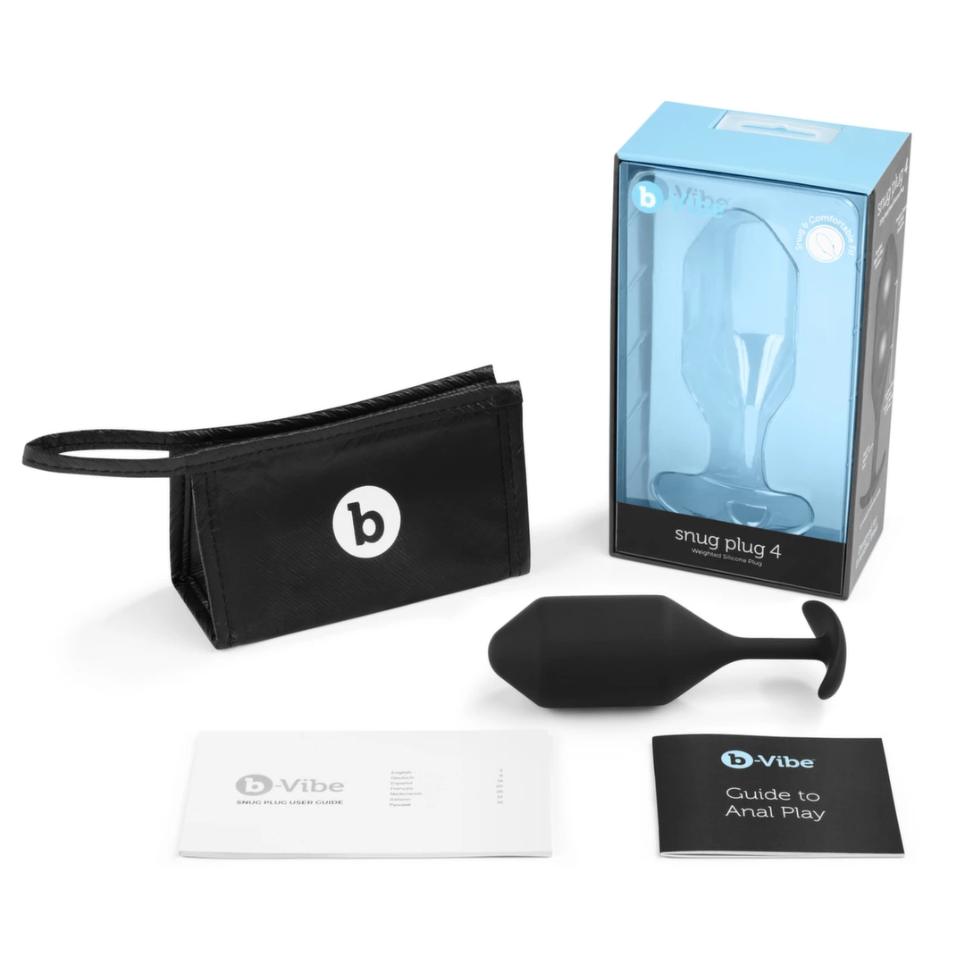 b-Vibe Snug Plug 4 analinis kaištis su svarmeniu, juodas