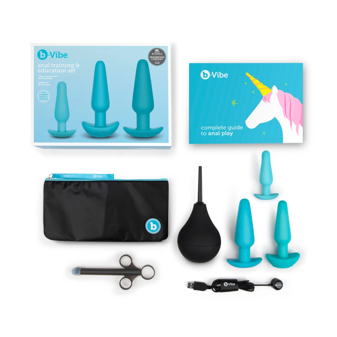 b-Vibe analinių žaislų treniruočių rinkinys, 7 dalių, mėlynas