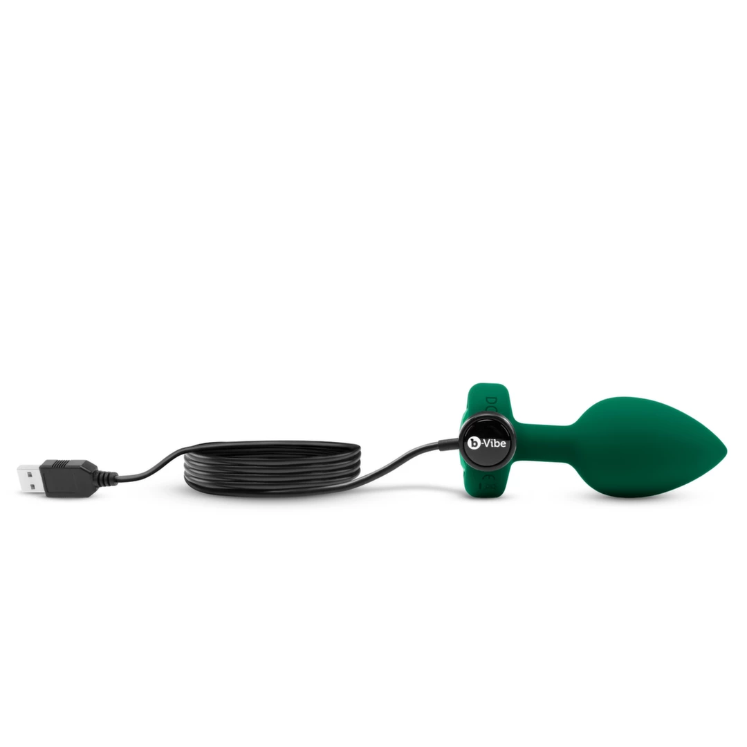b-Vibe Jewel Plug M/L vibruojantis analinis kaištis su pulteliu, Emerald