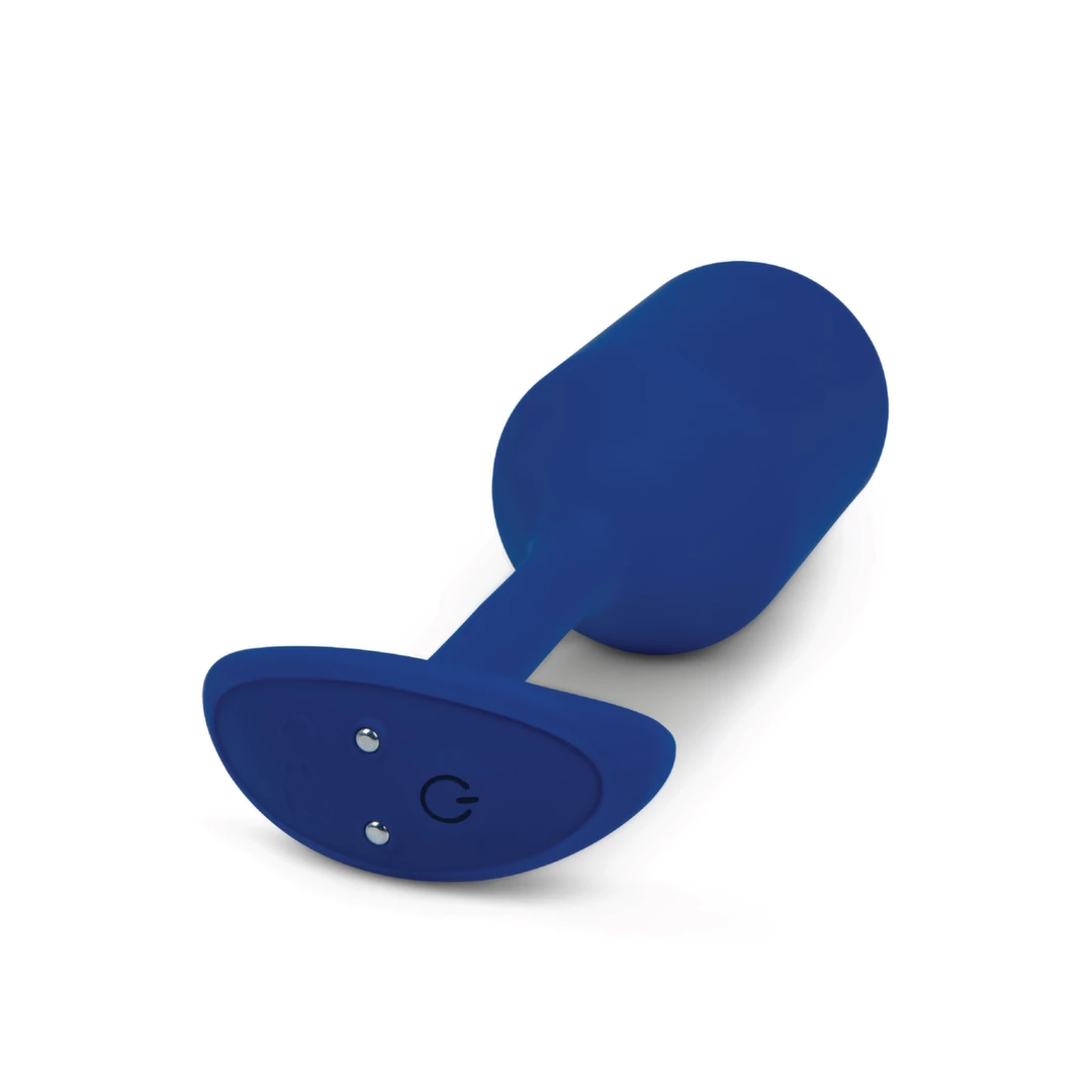 b-Vibe Snug Plug 4 vibruojantis analinis kaištis su svarmeniu, tamsiai mėlynas