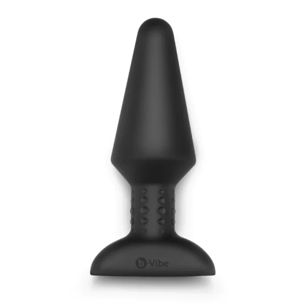 b-Vibe Rimming Plug XL analinis kaištis su besisukančiais karoliukais ir pulteliu, juodas