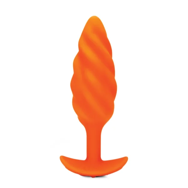 b-Vibe Texture Plug Swirl vibruojantis analinis kaištis su 6 režimais, oranžinis