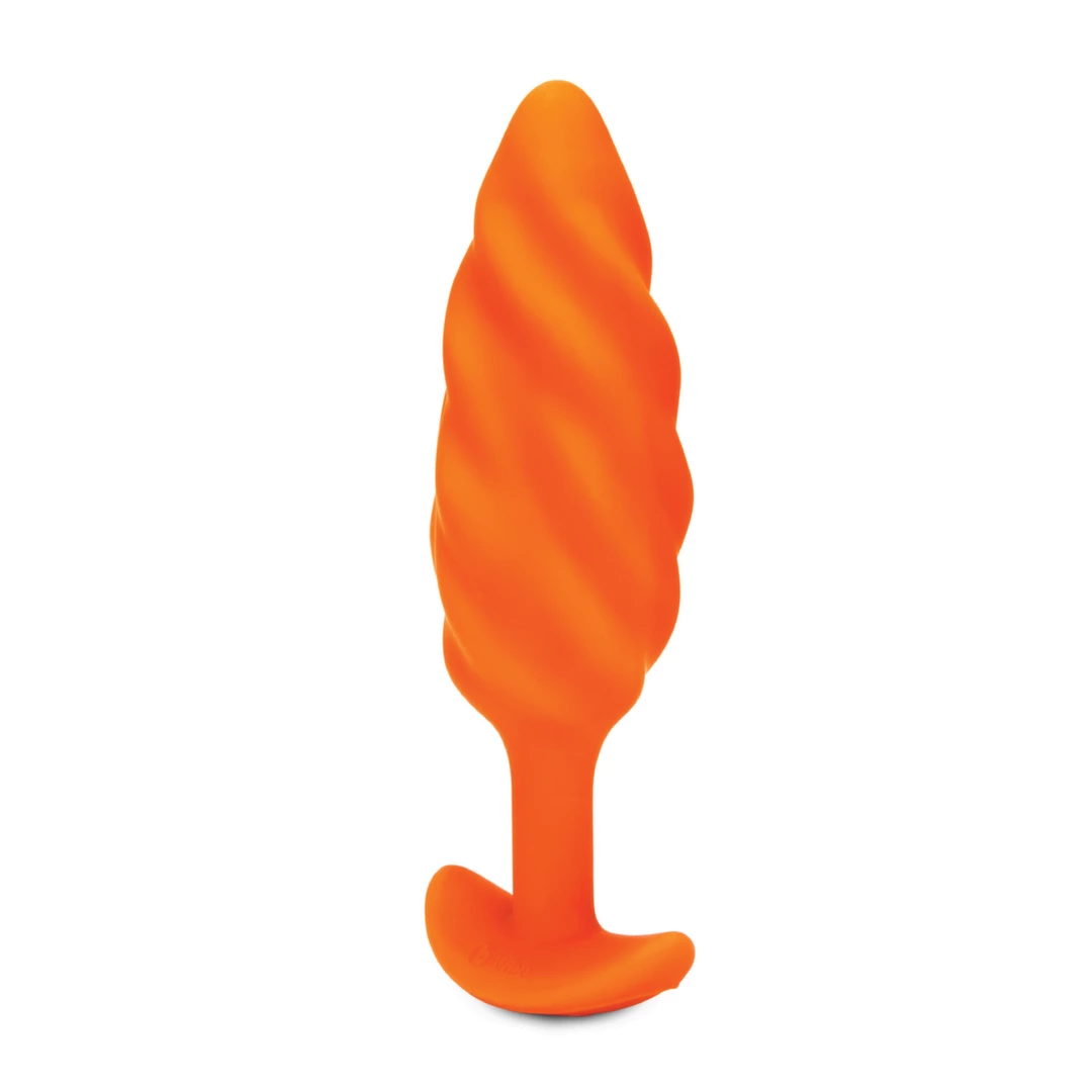 b-Vibe Texture Plug Swirl vibruojantis analinis kaištis su 6 režimais, oranžinis