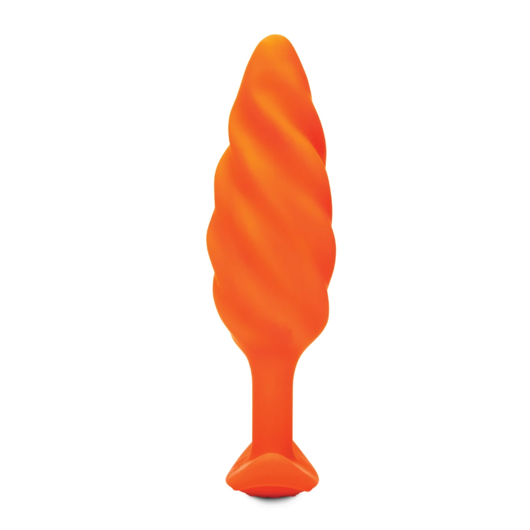 b-Vibe Texture Plug Swirl vibruojantis analinis kaištis su 6 režimais, oranžinis