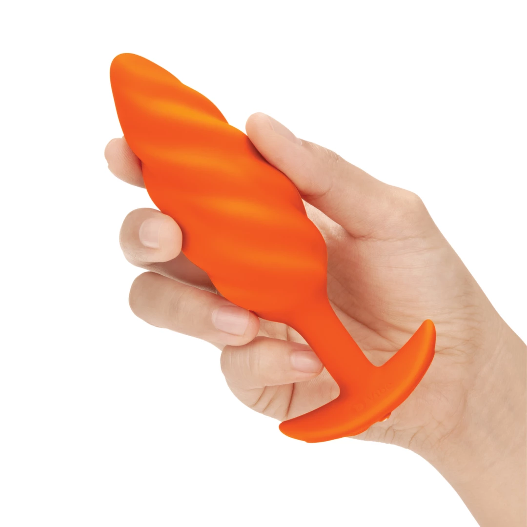 b-Vibe Texture Plug Swirl vibruojantis analinis kaištis su 6 režimais, oranžinis