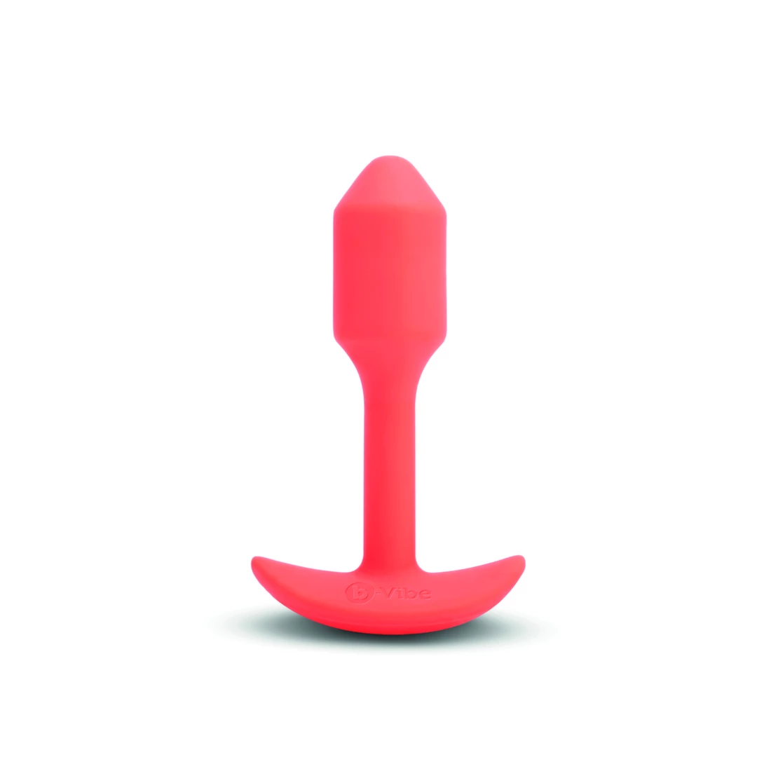 b-Vibe Snug Plug 1 vibruojantis analinis kaištis su svarmeniu, oranžinis