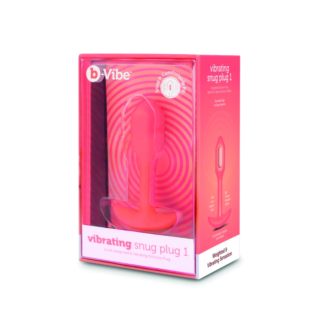b-Vibe Snug Plug 1 vibruojantis analinis kaištis su svarmeniu, oranžinis