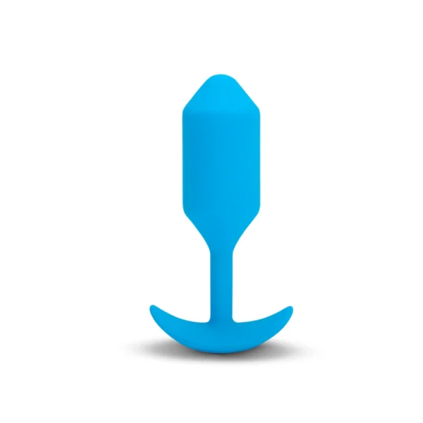 b-Vibe Snug Plug 3 vibruojantis analinis kaištis su svarmeniu, mėlynas
