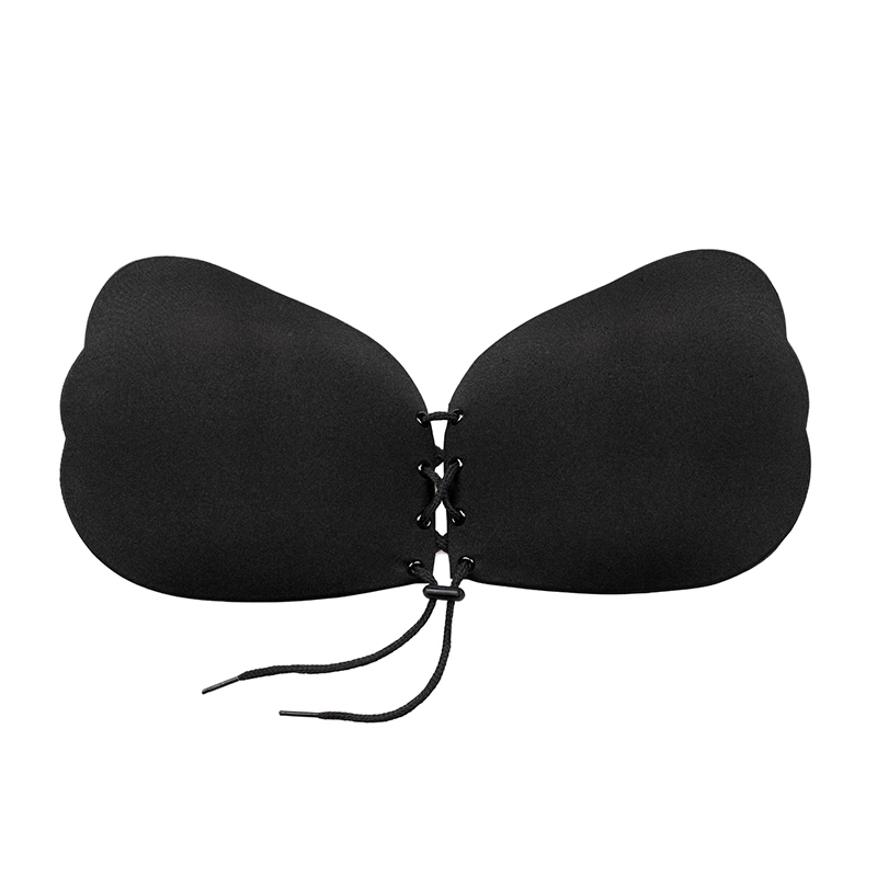 Bye Bra Lace-It prilimpanti liemenėlė su raišteliu priekyje, juoda, C kaušelis