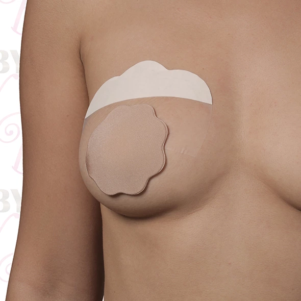 Bye Bra krūtinės pakėlimo juostelės su medžiaginiais spenelių dangteliais, F-H, 3 poros