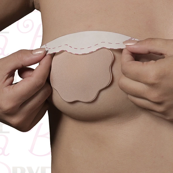 Bye Bra krūtinės pakėlimo juostelės su medžiaginiais spenelių dangteliais, F-H, 3 poros