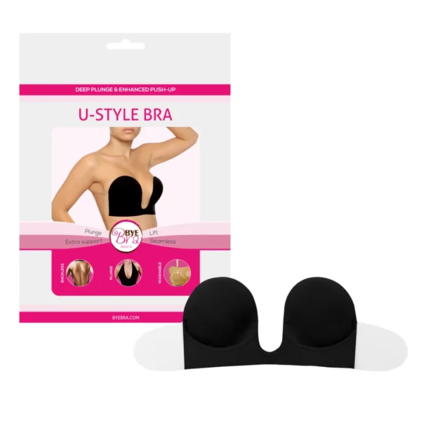 Bye Bra U-Style lipnūs krūtinės kaušeliai su nuimamais sparneliais, juodi, B