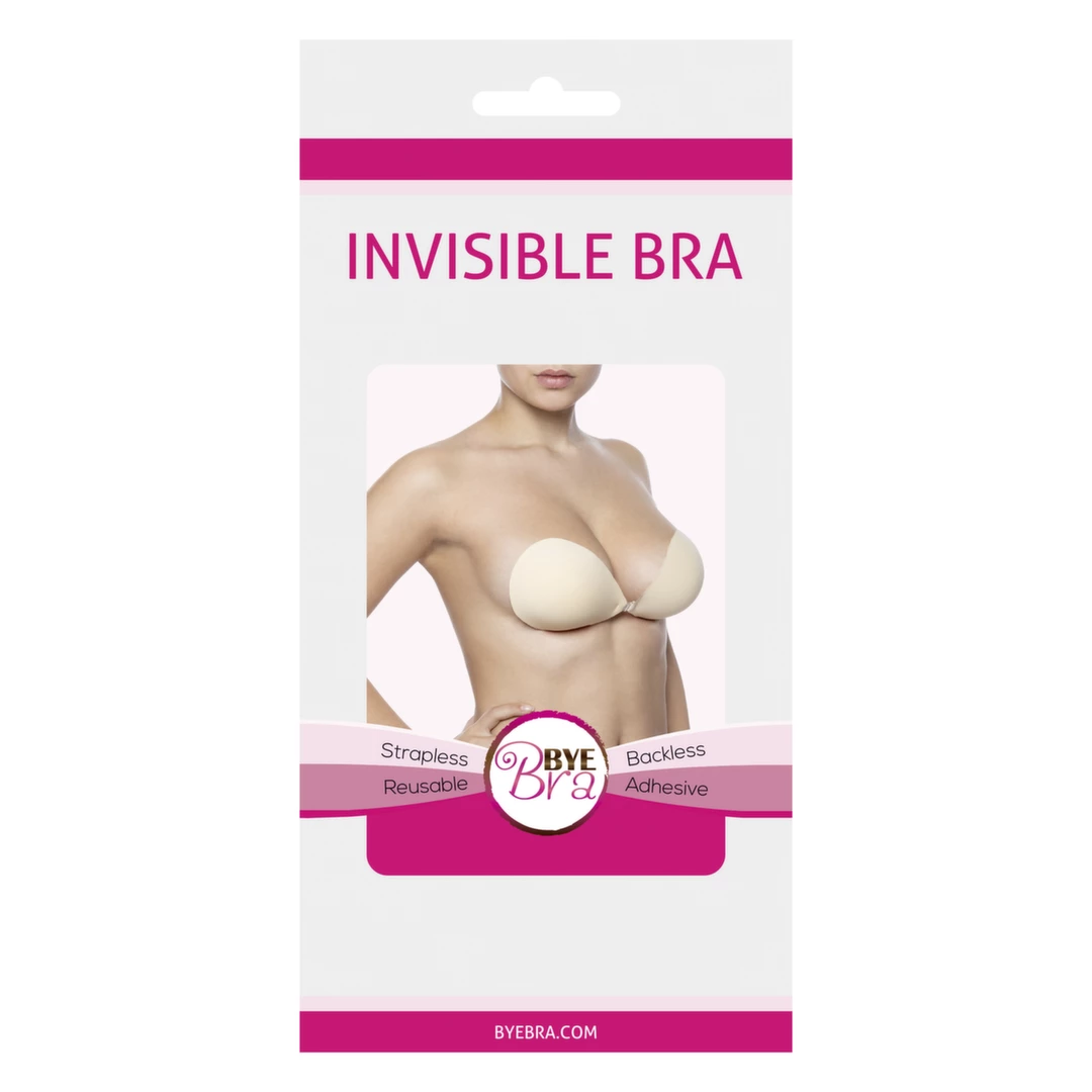 Bye Bra Invisible prilimpanti liemenėlė be petnešėlių, kūno spalvos, B kaušelis
