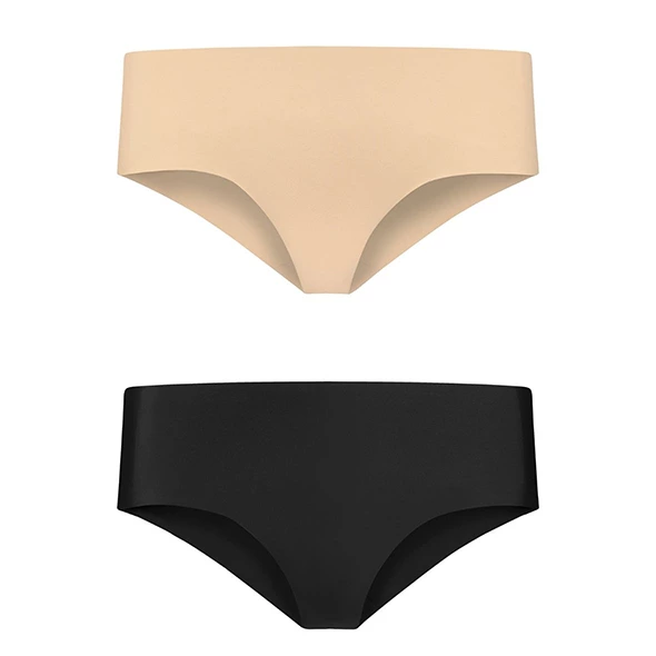 Bye Bra Invisible Hipster besiūlės kelnaitės, 2 vnt., kūno spalvos ir juodos, L