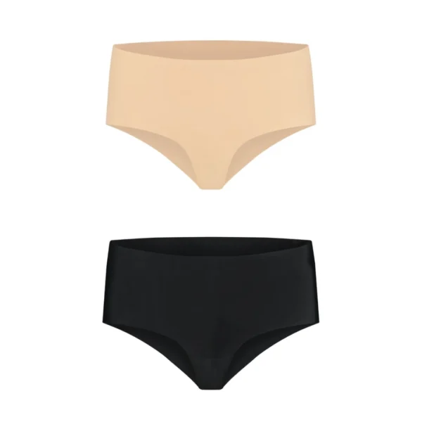 Bye Bra Invisible besiūlės kelnaitės aukštu liemeniu, 2 vnt., kūno spalvos ir juodos, L