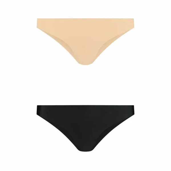 Bye Bra Invisible Brazilian besiūlės kelnaitės, 2 vnt., kūno spalvos ir juodos, S