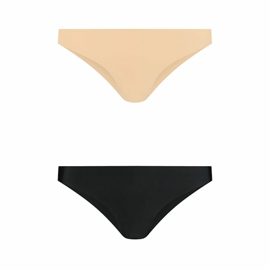 Bye Bra Invisible Brazilian besiūlės kelnaitės, 2 vnt., kūno spalvos ir juodos, S