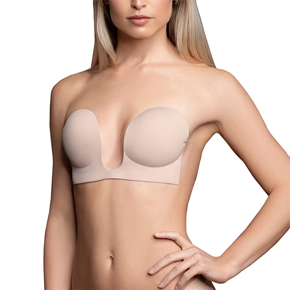 Bye Bra Seamless U-Style lipni liemenėlė be petnešėlių, kūno spalvos, D kaušelis
