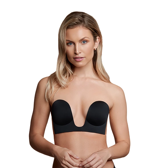 Bye Bra Seamless U-Style lipni liemenėlė be petnešėlių, juoda, B kaušelis