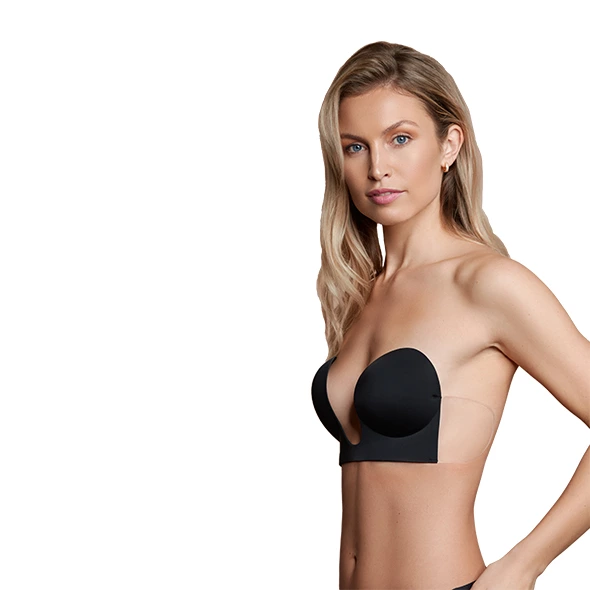 Bye Bra Seamless U-Style lipni liemenėlė be petnešėlių, juoda, B kaušelis