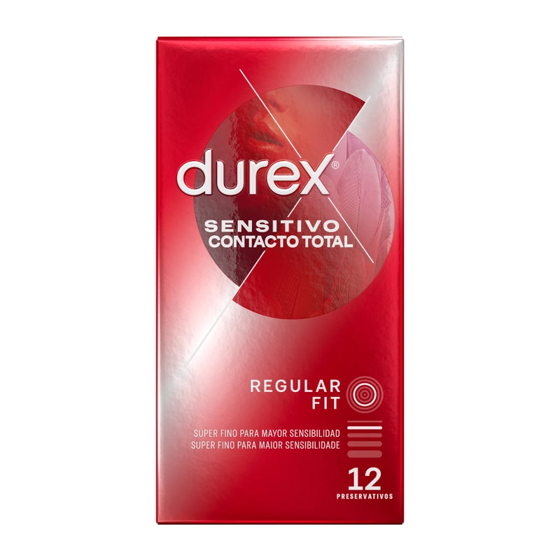 Durex Sensitive Total Contact itin ploni prezervatyvai su Sensi-Fit, 52 mm, 12 vnt.