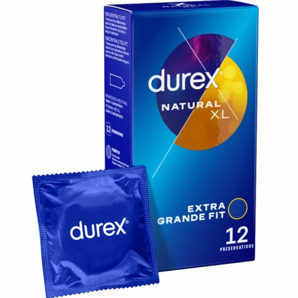 Durex Natural XL prezervatyvai, didesnio dydžio, 60 mm, 12 vnt.