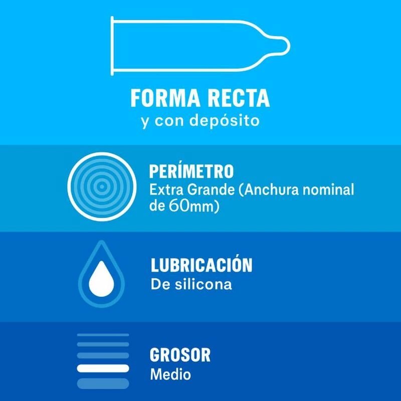 Durex Natural XL prezervatyvai, didesnio dydžio, 60 mm, 12 vnt.
