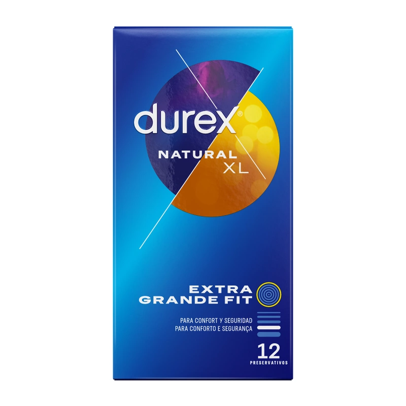 Durex Natural XL prezervatyvai, didesnio dydžio, 60 mm, 12 vnt.