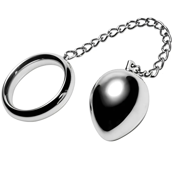 Metal Hard intymus žiedas iš nerūdijančio plieno su grandinėle ir rutuliu, 40 mm