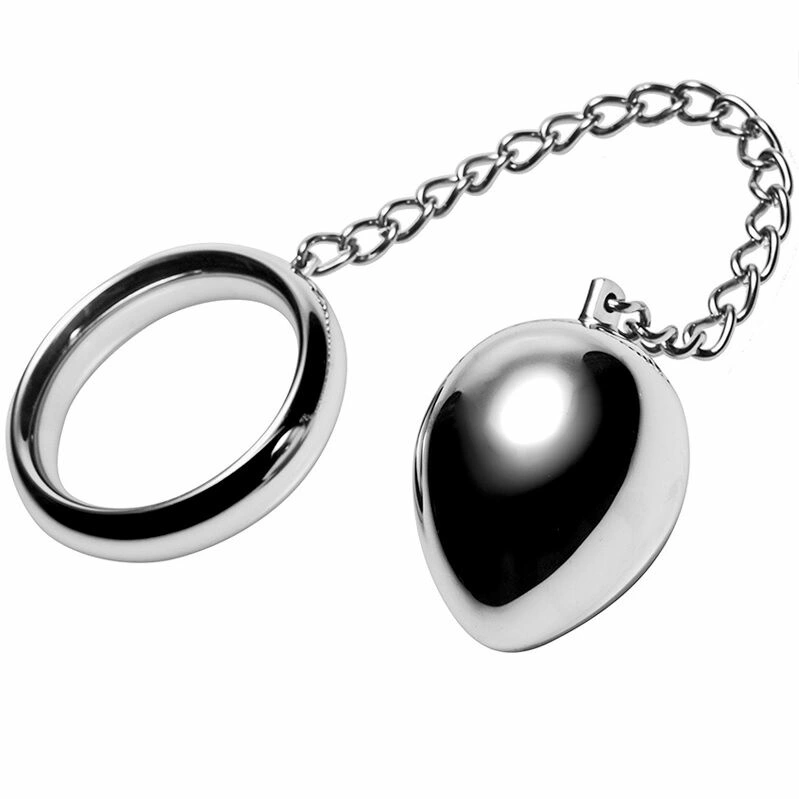 Metal Hard intymus žiedas iš nerūdijančio plieno su grandinėle ir rutuliu, 40 mm