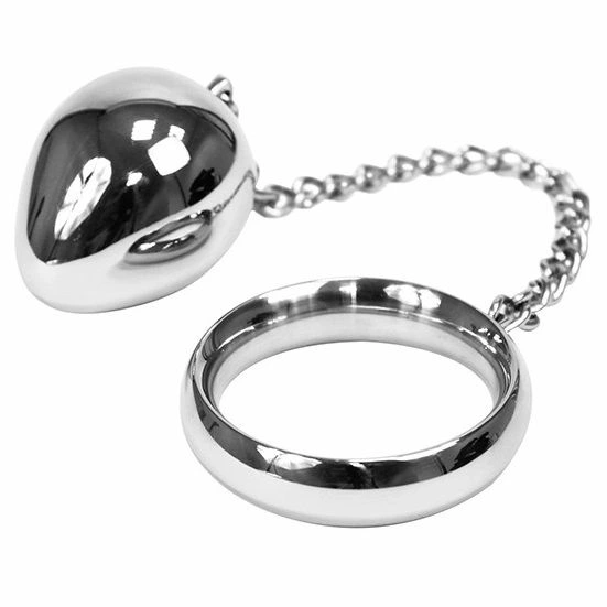 Metal Hard intymus žiedas iš nerūdijančio plieno su grandinėle ir rutuliu, 40 mm