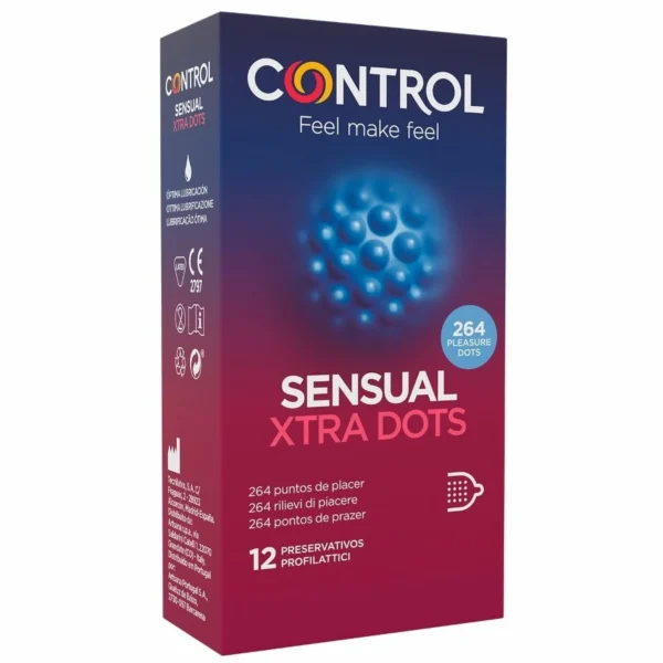 Control Xtra Dots prezervatyvai iš natūralaus latekso, 12 vnt.