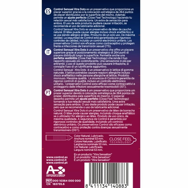 Control Xtra Dots prezervatyvai iš natūralaus latekso, 12 vnt.