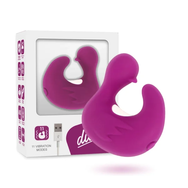 Coverme DuckyMania vibruojantis antpirštis iš silikono, įkraunamas per USB, violetinis