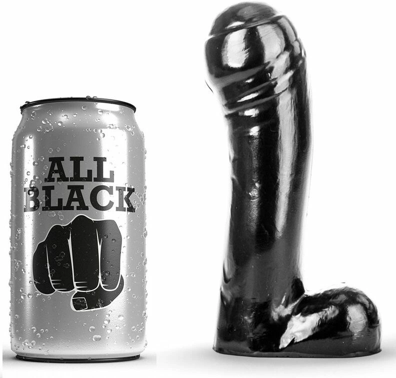 All Black lygaus paviršiaus dildo, 15 cm