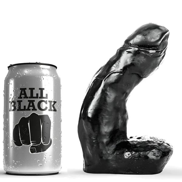 All Black anatominės formos dildo iš PVC, 15 cm