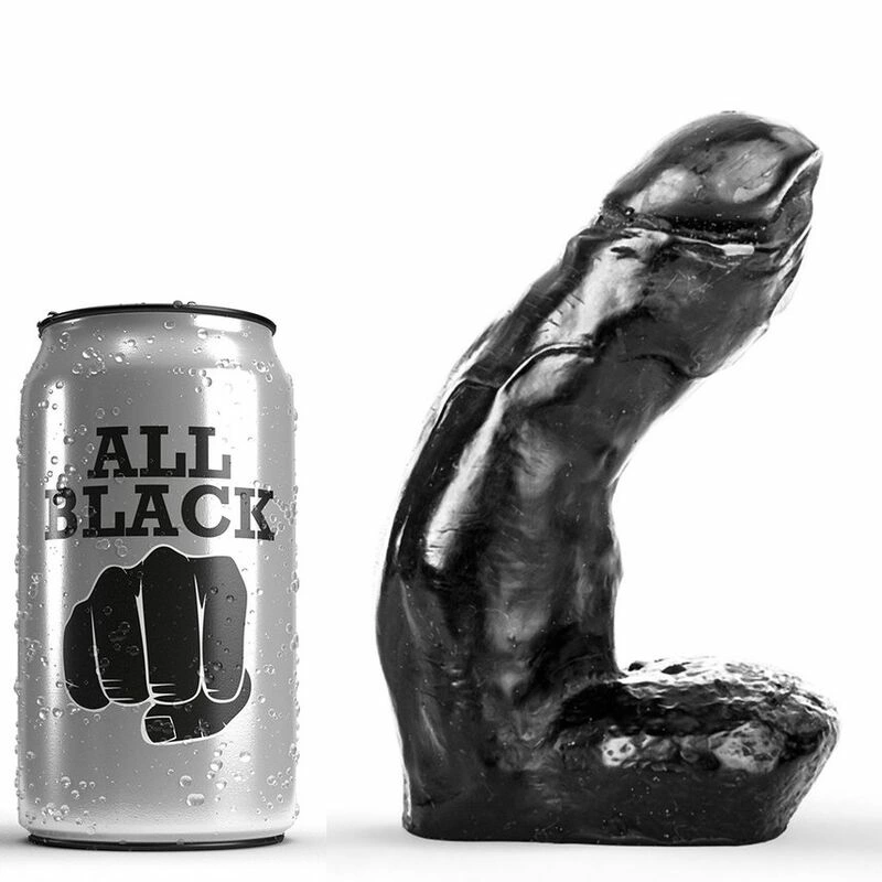 All Black anatominės formos dildo iš PVC, 15 cm