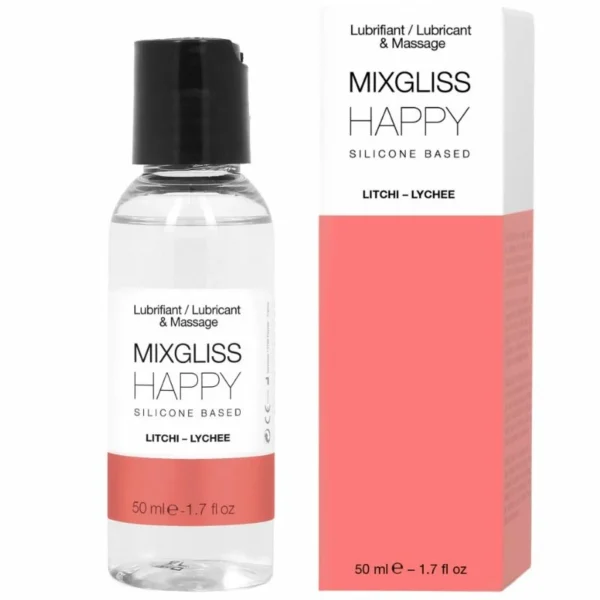 Mixgliss Happy Litchi lubrikantas silikono pagrindu ir masažo gelis, 50 ml