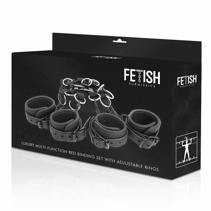 Fetish Submissive lovos surišimo rinkinys su neopreno pamušalu, juodas