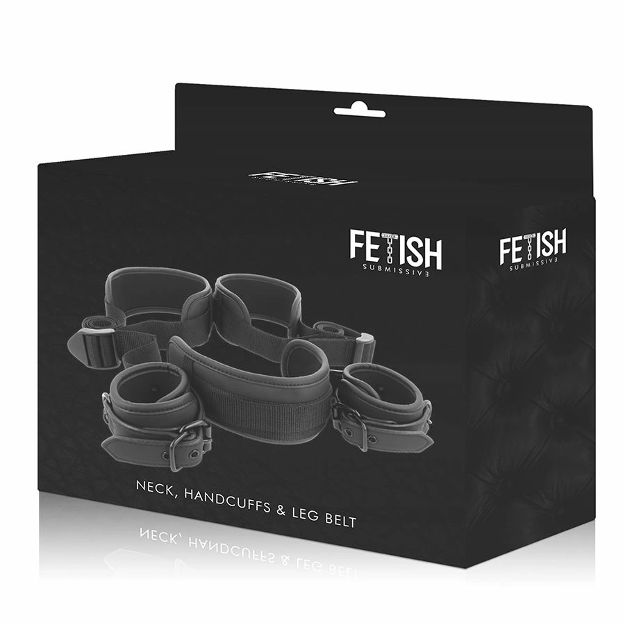Fetish Submissive reguliuojama surišimo sistema su neopreno pamušalu, juoda