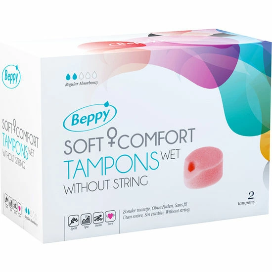 Beppy Soft Comfort drėgni tamponai be virvutės su levandų geliu, 2 vnt.